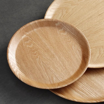 Wooden Dinner Plate Round Dessert Plate Wood Plate Coffee Cake Tray Bakery Bread Display Tray Kitchen Tableware Accessories.