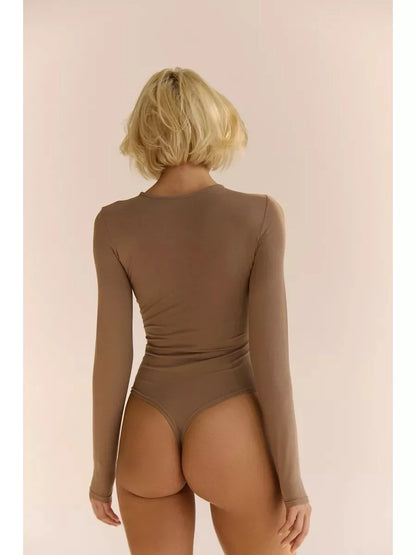 Autumn Long Sleeves Pleated Cross Over The Chest Slim Bodysuits Solid Fashion Sexy High Street Nightclub Party Outfits Jumpsuits.