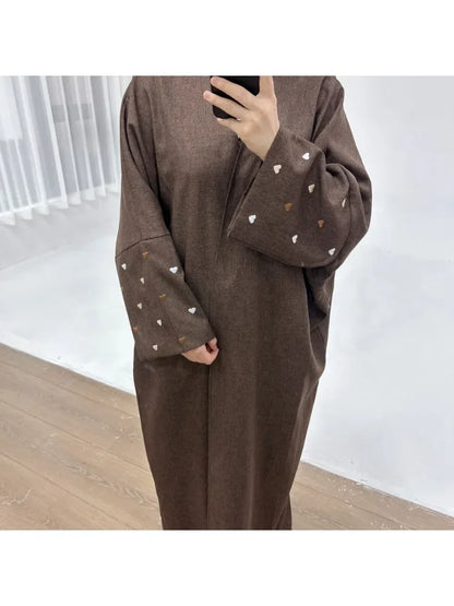 2025 Ramadan Eid Open Butterfly Moon Heart Modest Kimono Abaya Dubai Turkey Muslim Dress Abayas for Women Kaftan Kebaya Caftan
