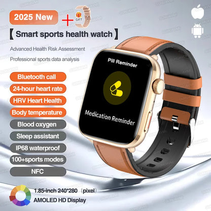 2025 New Iatrology Grade Smart Watch Women Blood pressure Blood oxygen Fat Heart Rate Menstrual Tracking BT Call Bracelet Ladies