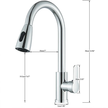Pull Out Kitchen Faucet 360 Rotate Shower/Stream Sprayer Head Mixer Hot and Cold Water Tap Deck Mounted