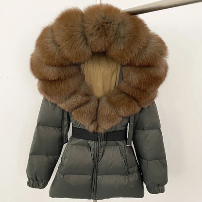 OFTBUY 2025 Winter Kleidung Puffer Jacke Frauen Echt Fox Pelz Mit Kapuze Dicke Warme 90% Weiße Ente Unten Mantel Weibliche Parkas wasserdicht