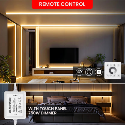 COB LED Strip Dimmable 220V 288LEDs/m Wall Touch Wifi Bluetooth Remote Control Power Kit Waterproof Silicone Tube Adhesive Tape