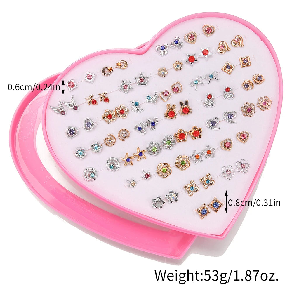 Multicolor 36Pairs Cartoon Hypoallergenic Plastic Stud Earrings Set For Women Girl Cute Animal Flower Ear Wedding Gifts Jewelry