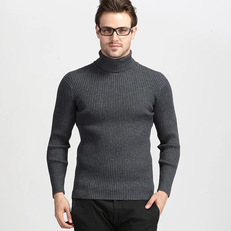 Turtleneck Pullovers Sweaters Men 2020 Autumn Winter Solid Color Long Sleeve Knitting Sweater Thickening Men's Bottoming Shirt.