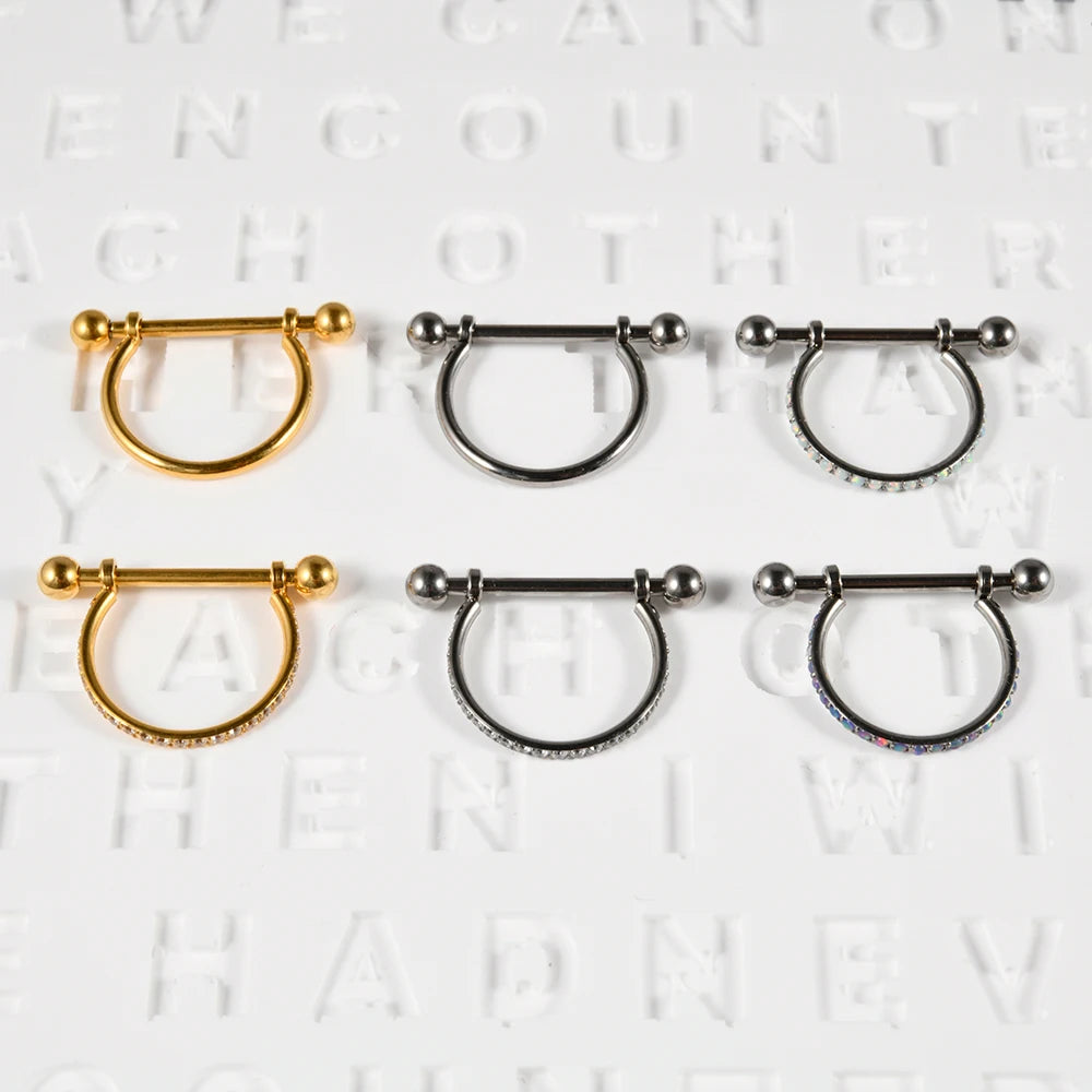 1PC ASTM F136 Titanium Ear Daith Rook Lobe Barbell Micro Zircon Hoop Earring Gold Plated Cartilage Piercing Jewelry.