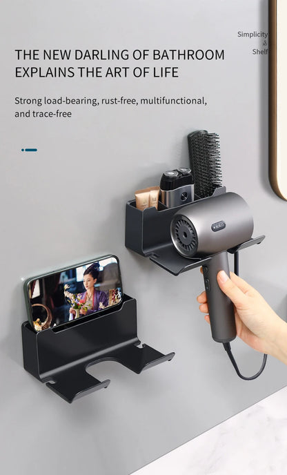 Haartrockner-Halter, Wandmontage, Wandtrockner-Wiege, weiß, schwarz, grau, Haartrockner, Föhn-Organizer für Badezimmer, Badezimmer, Regale