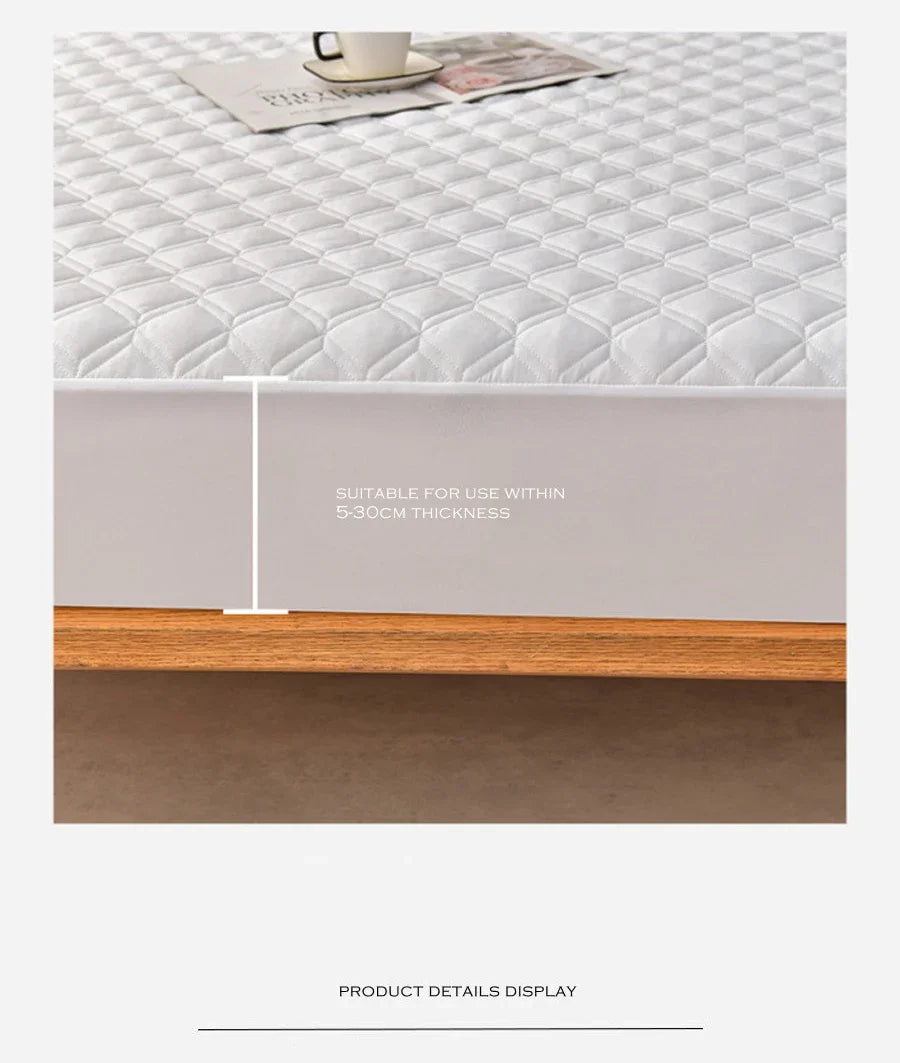 WASART Waterproof mattress protector cover quilted thicken elastic fitted sheet style couple double bed protection pad king size.