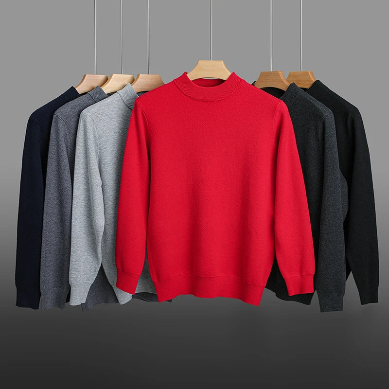 High End Wool Anti-pilling Blended Fashion Brand Half Turtleneck Knit Pullover Casual Sweater Mens Jumper Designer Clothing.