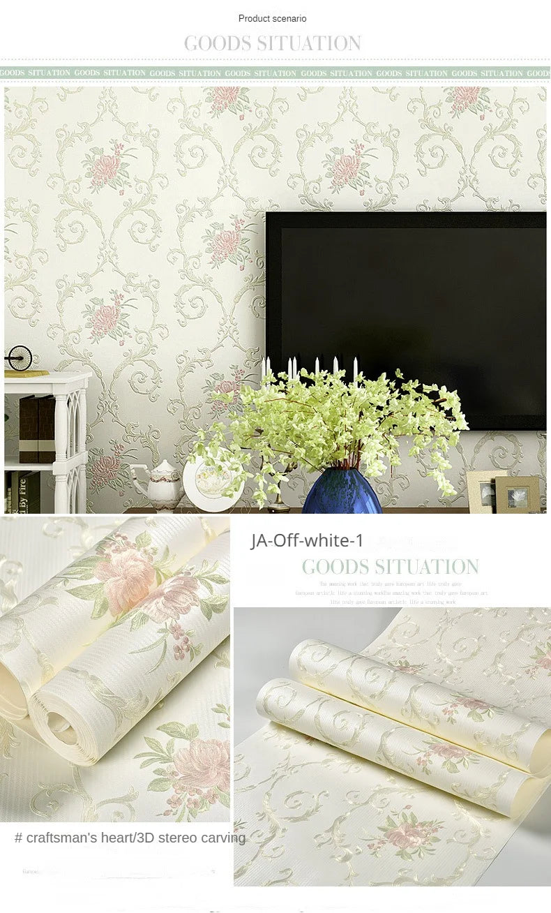 Blumentapete, selbstklebend, warm, für Mädchen, Schlafzimmer, 3D-Verdickung, Wanddekoration, Aufkleber, Wohnzimmer, Restaurant, Sofa, Hintergrund