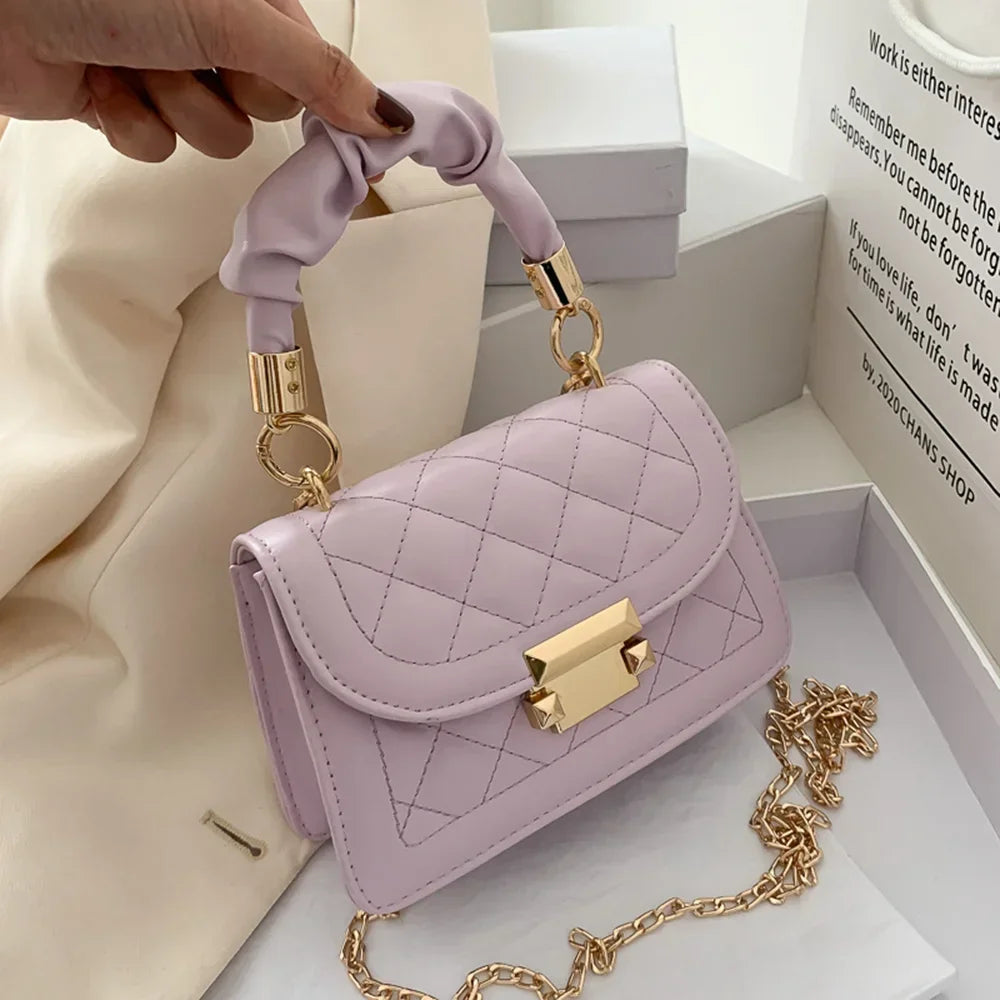 Women PU Leather Shoulder Bags Small Messenger Designer Female 2024 New Fashion Chain Rhomboid Crossbody Bag Ladies Mini Handbag.