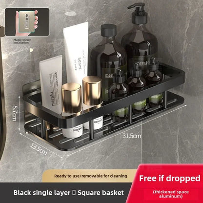 Badezimmerregale, schwarz, rostfrei, Wandmontage, nicht stanzbar, Aufbewahrungsregal, WC, Bad, Waschbecken, Wand-Badezimmerregale