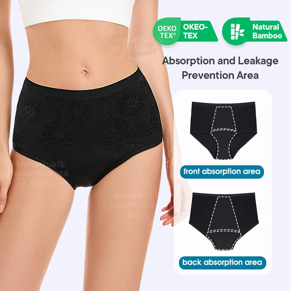 High Rise Women’s Incontinence Panties Multi-layer Leakproof Incontinence Underwear High Absorbency Reusable Eco-Frie.
