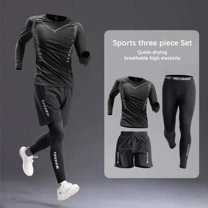 All-Season Men's Sportswear Set/Suit - Tracksuit for Running， Cycling, Fitness & Hiking，gym clothing men， jogging， boxing，5 pcs.
