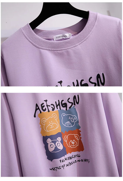 175Kg Plus Größe frauen Fehlschlag 170 Frühling Herbst Neue Lose Rundhals Cartoon Sweatshirt 6XL 7XL 8XL 9XL 10XL 11XL 6 Farben.