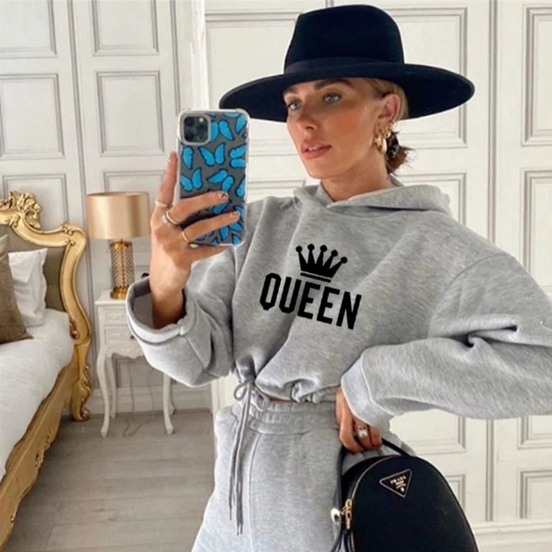 2025 herbst Winter Frauen Sweatshirt Set Einfarbig Casual Einfache Mit Kapuze 2-teiliges Outfit Set Mode Gym Jogging Frau Hose Sets.