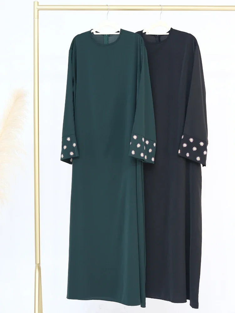 Eid Muslim Dubai Dresses for Women abaya Jalabiya Floral Embroidery Ramadan Morocco Dubai Robe Abayas Kaftan Islam Vestidos 2024.