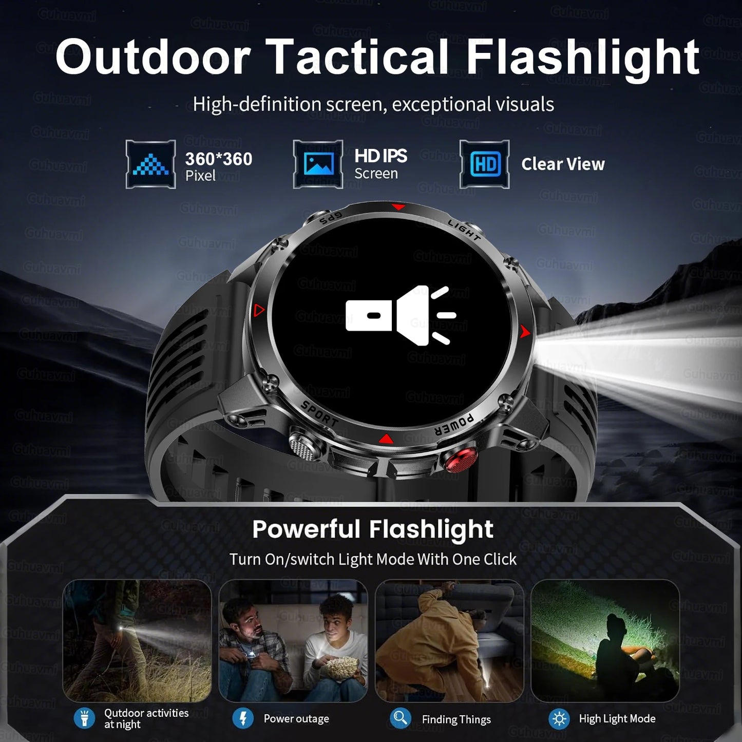 Military Professional Swim Sport Smartwatch Men 3ATM Waterproof Dual-band GPS Outdoor Adventure Watches Heart Rate BT Call Clock.