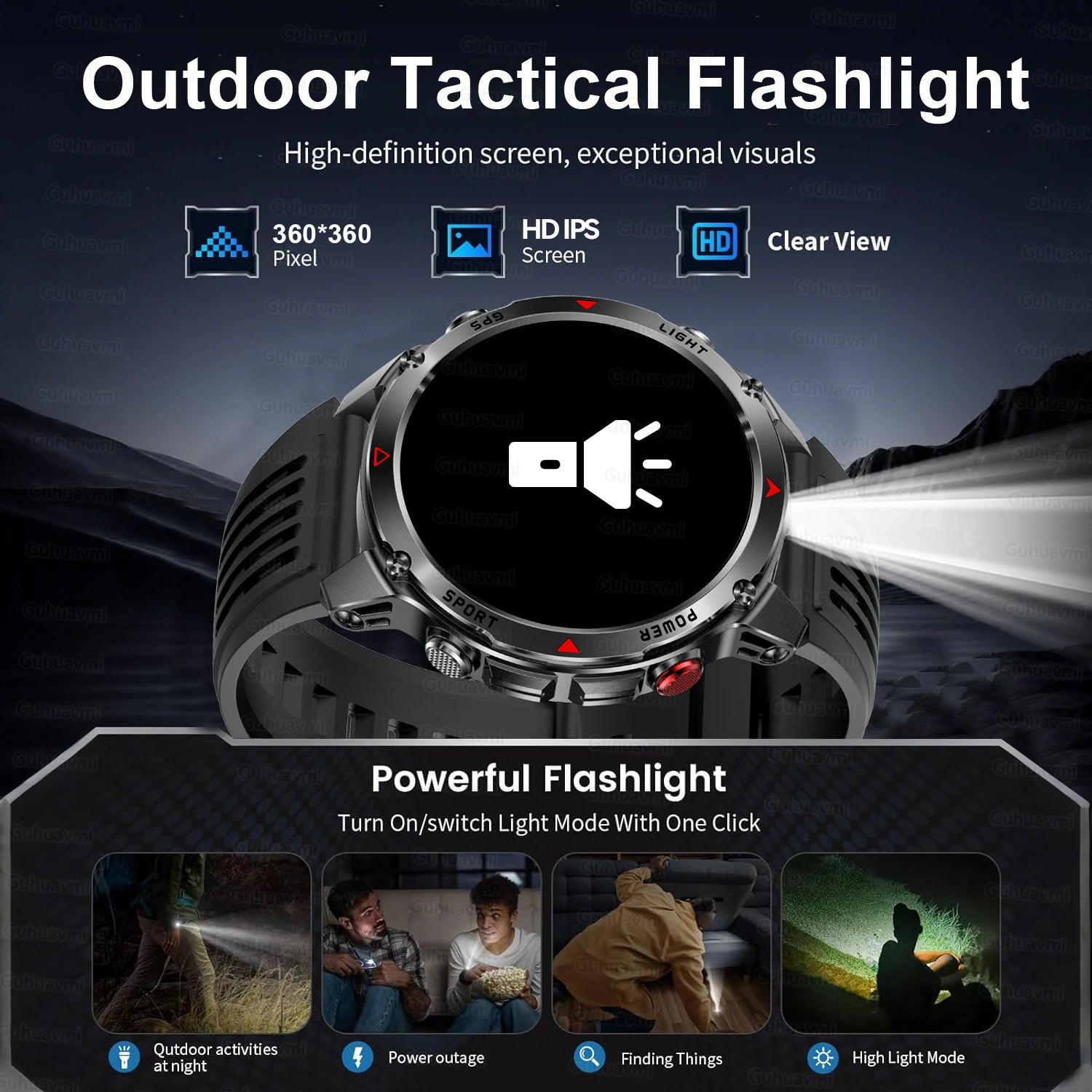 Military Professional Swim Sport Smartwatch Men 3ATM Waterproof Dual-band GPS Outdoor Adventure Watches Heart Rate BT Call Clock.