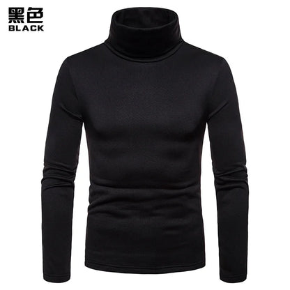 Turtleneck Pullovers Sweaters Men 2020 Autumn Winter Solid Color Long Sleeve Knitting Sweater Thickening Men's Bottoming Shirt.