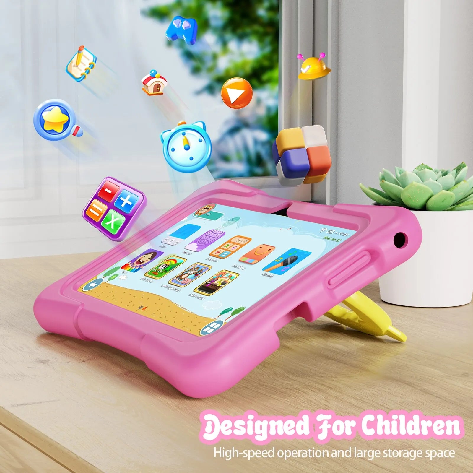 PRITOM Tablet for Kids 7 Inch Android 11 32 GB WiFi Bluetooth Dual Camera Educational Software Installed with Proof Case.