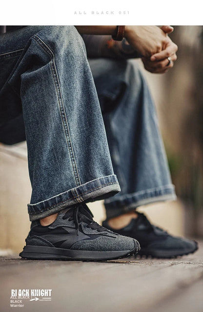 Maden Frühling Vintage Dickbesohlte Patchwork Schwarze Sneakers Lässige atmungsaktive Joggingschuhe Low-Top-Schnürschuhe Sportliche Sommerschuhe.