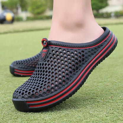 YRZL Mens Sandals Light EVA Summer Casual Shoes Hole Shoes Clogs Lovers Home Garden Outdoor Big Size 45 Male Beach Flat Slippers.