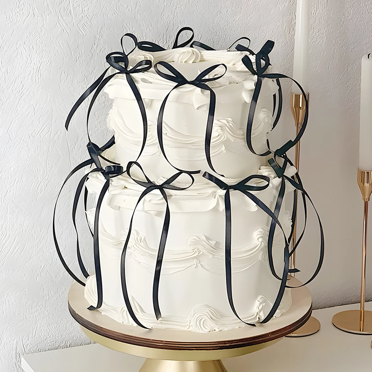 Tortenaufsatz mit Schleife und Schleife „Happy Birthday“-Schild, Kokette-Motto-Party, schwarzer Vintage-Kuchenaufsatz für Herzkuchen, Vintage-Kuchen.