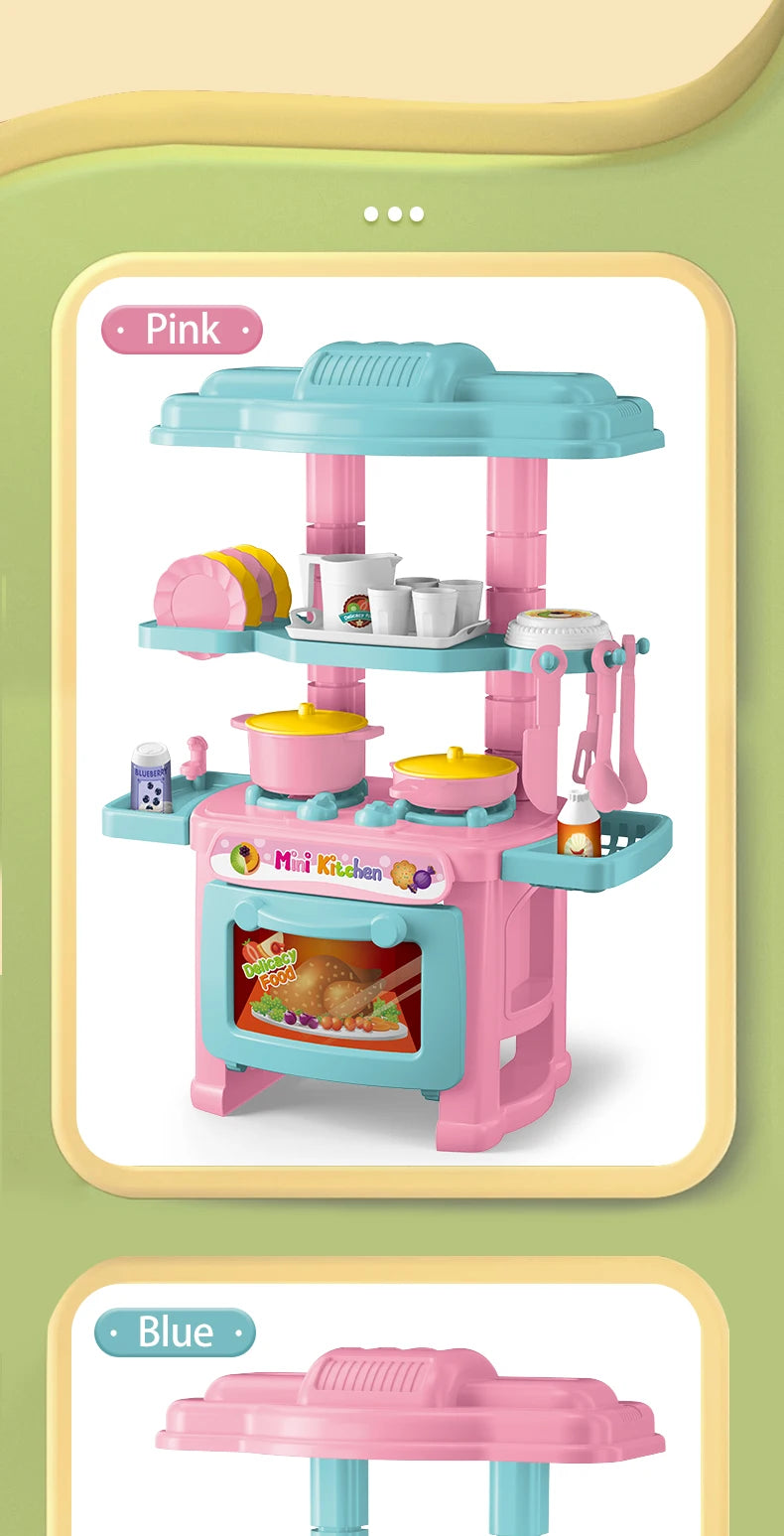Kitchen Playset Toys, 2 Color Random Play Food Set Accessories Play Sink & Oven, Toddler Kitchen Mini Cutting for Boys and Girls.