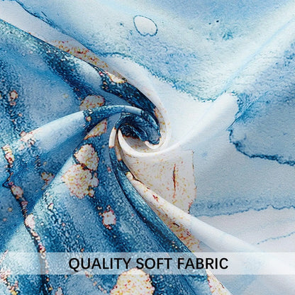 Duschvorhang-Set aus blau-goldenem Marmor, abstraktes Granitmuster, luxuriöse, moderne, wasserdichte Badezimmerdekoration