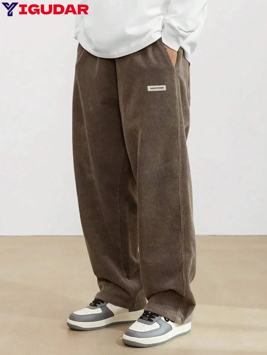 Corduroy pants men clothing Sweatpants Loose-Fit Casual Pants man baggy hosen Regular Length Trousers men cargo pants women.