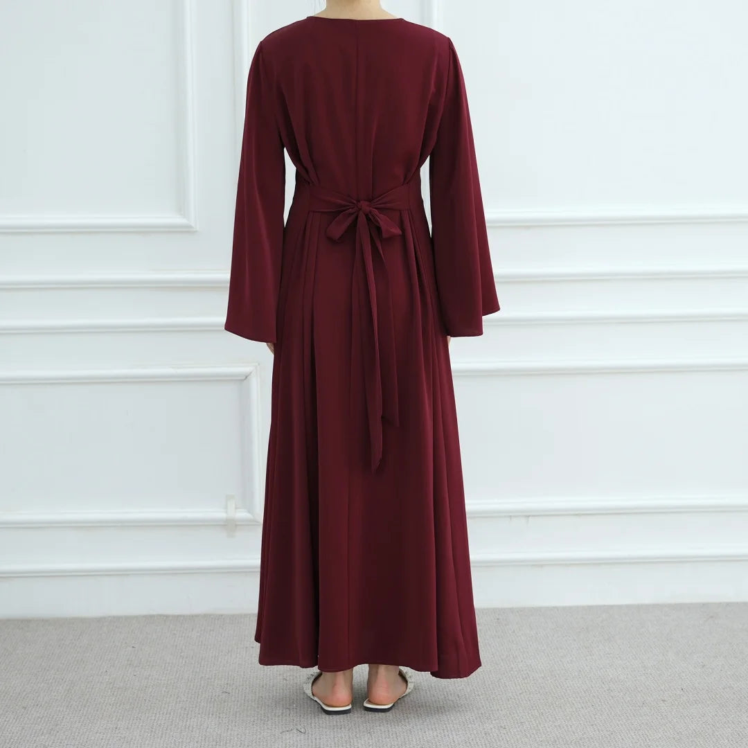 Bandage Plain Abaya Dubai For Women Kaftan Muslim Modest Long Dresses Islam Caftan Marocain Kebaya Robe Femme Musulmane Vestidos