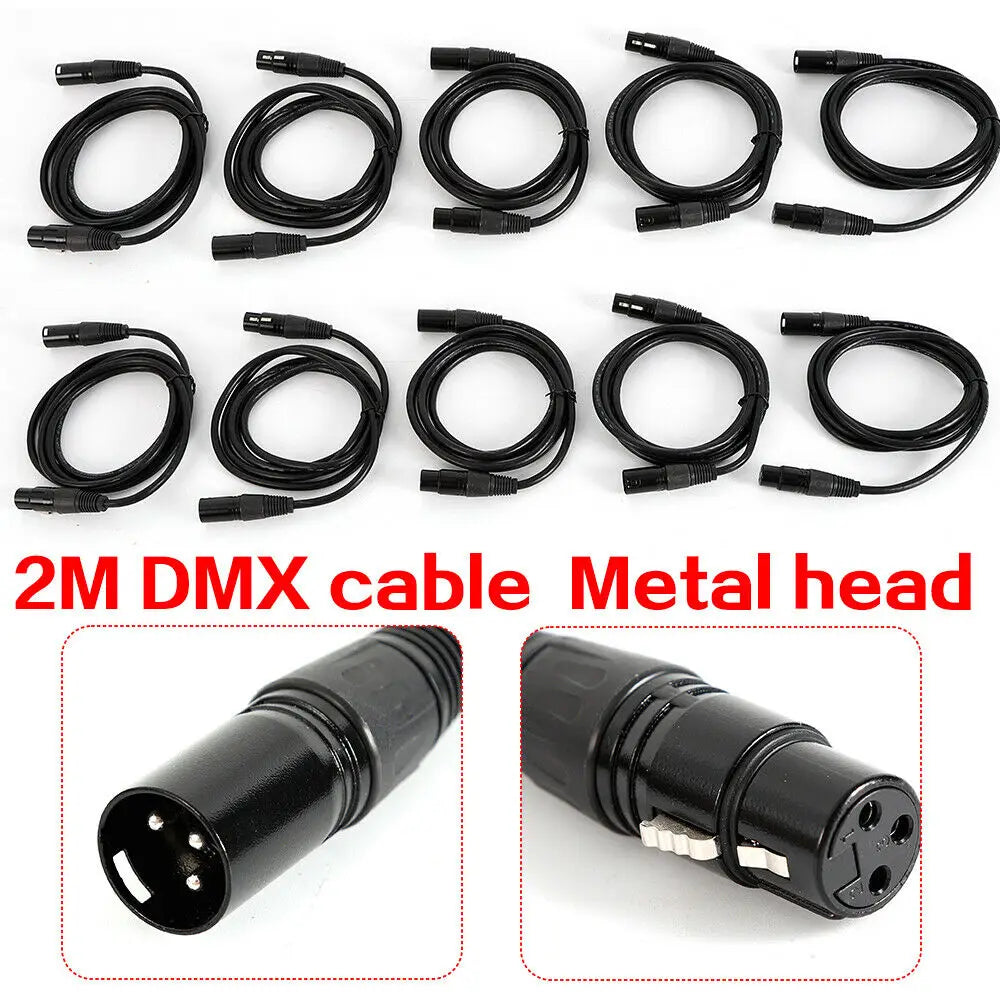 10 x Dmx Cable 2.0 m Xlr 3-Pole Male-Female For 110 Ohm Application.
