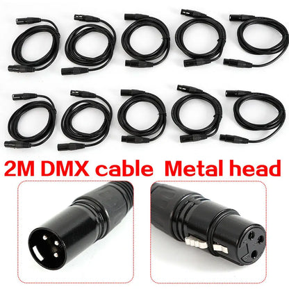 10 x Dmx Cable 2.0 m Xlr 3-Pole Male-Female For 110 Ohm Application.