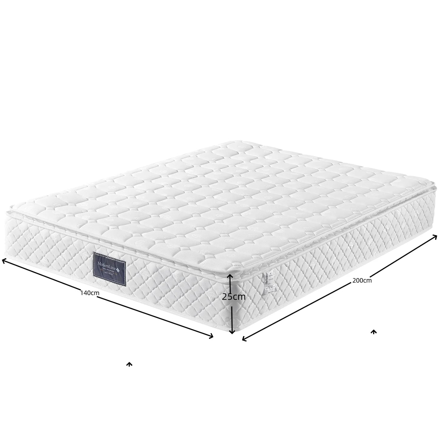 Fangange-Matratze, 90 x 200 cm, Federkernmatratze mit 7-Zonen-Kalschaummatratze, H3-Härteebene, 25 cm Höhe, hoher Rückprall, weiß