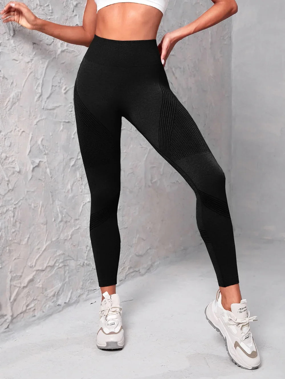 Elastic High Waist Leggings Women Knitted Solid Tights Seamless Butt Lift Fitness Yoga Fashion Skinnly Gym Sports Leggings.