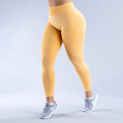 Seamless Women Solid Waist Yoga Pants Three-section Waist Sexy Hip-lifting Tight Sports Pants Fitness Exercise Yoga Pants.