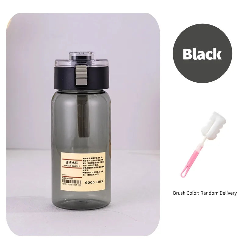 Kawaii Plastic Transparent Water Bottle Leakproof Simple Portable Outdoor Travel Office Water Bottle Juice Cup Beach Drinkware