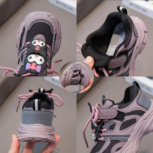 Kuromi Girl Shoe Spring Autumn Sanrios New Anime Figure Mesh Cloth Kawaii Cartoon Child Resistant To Dirt Sneakers Breathable.