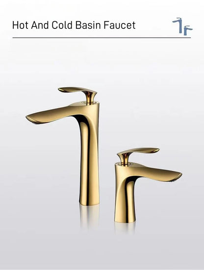 Golden Maple Leaf Basin Faucet For Hot And Cold Water Household Use Raised Washbasin Countertop Basin Single Hole Faucet