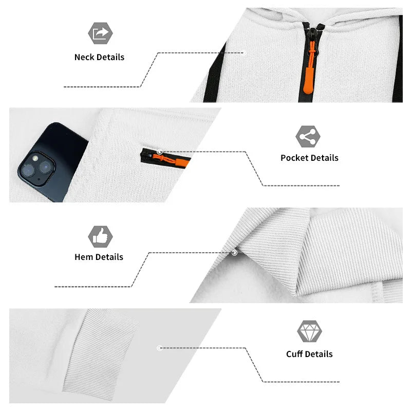 Men's Loose Fit Heavyweight American-Style Casual Sportswear Jacket fleece Lined Hooded Sweatshirt for Winter.