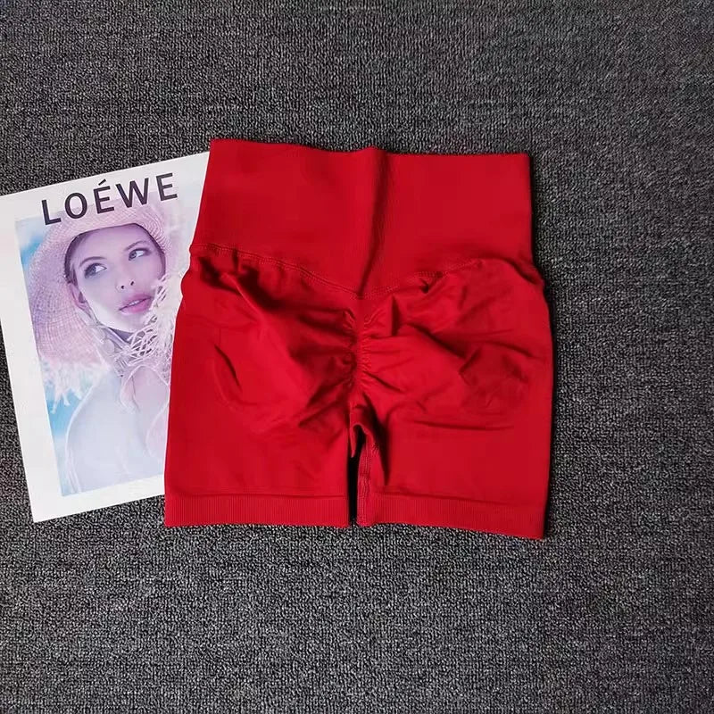 Summer High-Waist Women's Yoga Shorts Breathable Fitness Butt Lift Sports Running Shorts Cycling Push-Up Workout Gym Shorts.