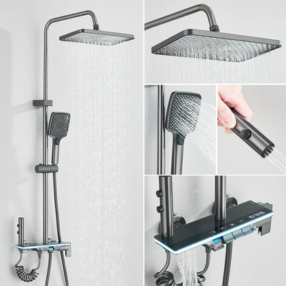 LCD Display Screen Shower Faucet Bathroom Hot Cold Control Background Lights Shower Set Piano Shower System Wall Mounted