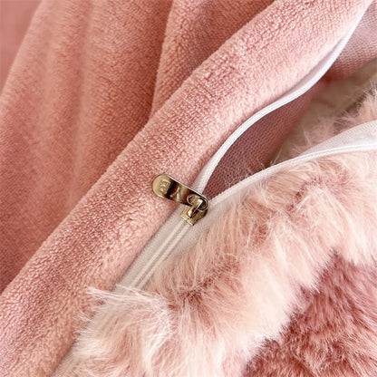 Luxury Faux Rabbit Fur Velvet Fleece Plush Soft Warm Bedding Set Super Comfortable Duvet Cover Set Blanket Bed Sheet Pillowcases.