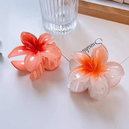 New Hawaiian Gradient Hair Clips Women Flower Hair Claws Shark Hairpins Vacation Beach Style Hairpins Hair Accessories.