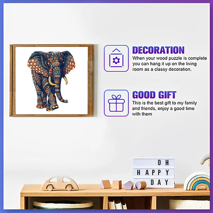 Unique Elephant Wooden Puzzle, Adult Stress Relief Toys, Irregular Animal Shapes, Holiday Birthday Gift.