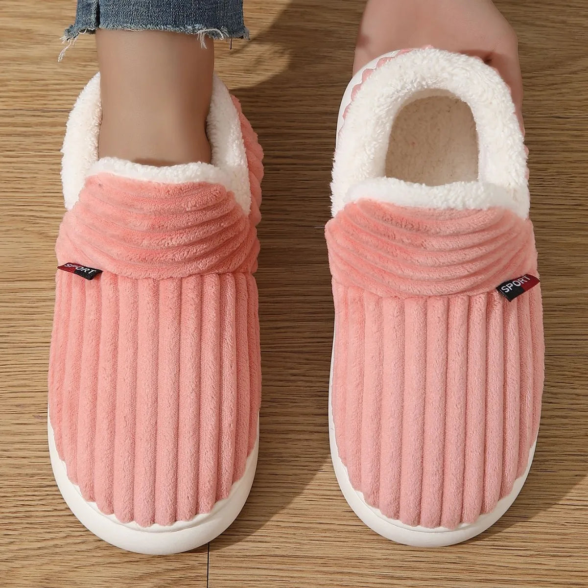 Bebealy New Winter Men Slippers Warm Cotton Shoes Men Indoor Fluffy Fuzzy Men Boots Outdoor Nonslip House Ankle Boots Shoes Men.