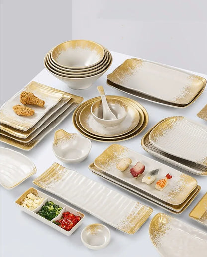 1Pc Thickened Melamine Tableware Not Easily Broken Plastic Barbecue Plate Merchant Dining Plate Household Kitchen Accessories.