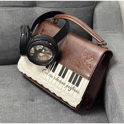 Fashion Polka Dot Ladies Piano Bag New Style Niche Underarm Shoulder Bag Sweet Personality Piano Backpack Women's Bag Square Bag