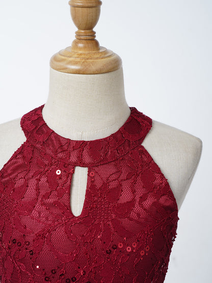 Sommer Mädchen Ärmellosen Chiffon Maxi Kleid Shiny Perlen Spitze Gebaut-in Shorts Party Kleid für Hochzeit Geburtstag Dance Leistung